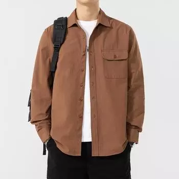 Весенняя новая тенденция американская плотная хлопковая рубашка повседневная мужская куртка M белый