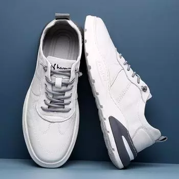 Spring new trendy shoes little white shoes men s leather sports and leisure shoes men s youth board shoes Korean version velvet men s shoes 38