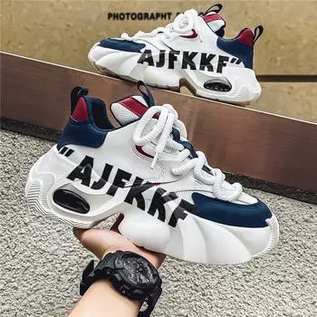 Spring new versatile men s heightening casual men s shoes thick-soled non-slip wear-resistant lightweight dad shoes comfortable sports shoes 39