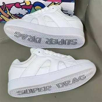 Весенние новые белые туфли в стиле ретро для женщин, нишевый дизайн, спортивная обувь в гонконгском стиле, повседневная обувь высокого качества 35 белый