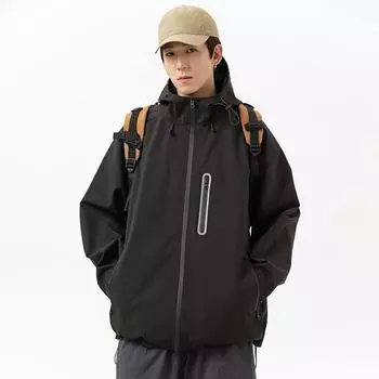 Spring New Windproof and Waterproof Hooded Tooling Mountain Functional Outdoor Recreational Sports Hardshell Jacket S жёлтый