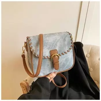 Spring new women s bag shoulder messenger bag fashion urban trend simple small square bag retro temperament синий