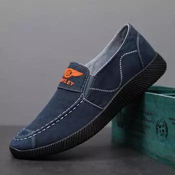 Spring old Beijing cloth shoes men s casual shoes 2025 new, one-pedal work shoes autumn men s canvas shoes 39 синий
