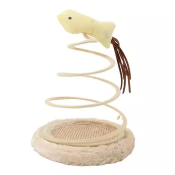 Spring Plate Cat Toy Foldable High Elasticity Stable Standing Interactive Cat Toy with Scratcher