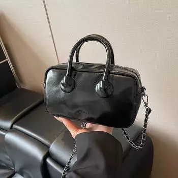 Spring popular portable bowling bag women s new shoulder messenger bag niche pillow bag чёрный