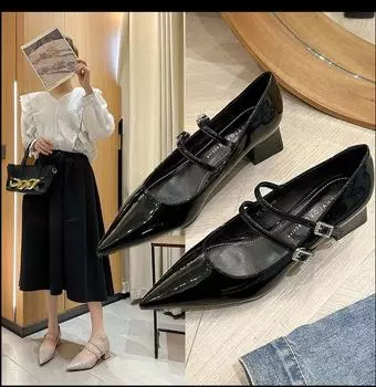 Весенние туфли-лодочки Сексуальные каблуки Милые массивные босоножки Jane Latest Footwear Острый танкетка Трансвеститы Ремешки Короткие 35