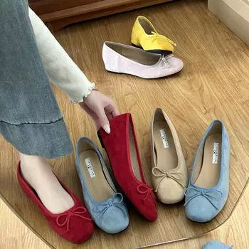 Spring Round Toe Women Ballet Flats Shallow Slip On Ladies Casual Shoes Soft Sole Dress Shoes 35 светло-синий