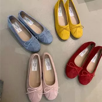 Spring Round Toe Women Flats Shallow Slip On Ladies Casual Ballet Shoes Soft Sole Eelgant Dress Shoes 35 жёлтый