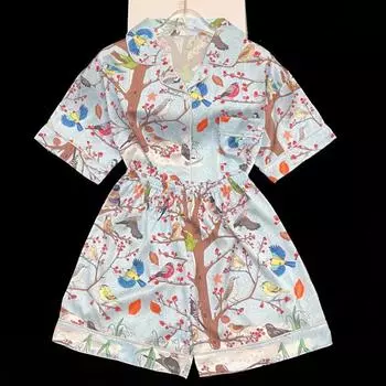 Spring s Flower Branch Cartoon Print Women s Pajamas Idyllic Style Romantic Vitality Home Sleepwear New Summer Loungewear M