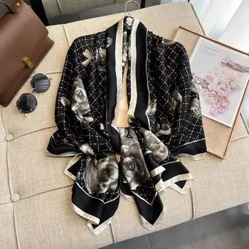 Весенний шарф женский роскошный дизайнерский шарф шелковый гладкий шарф мягкий мусульманский платок на голову шаль пляж 90x180 см новый