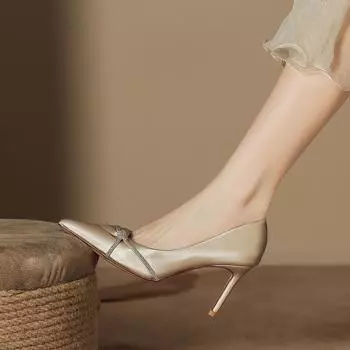 Spring shallow mouth fashion pointed head shallow mouth single shoes women s French versatile professional rhinestone satin black high heels custom 34 чёрный