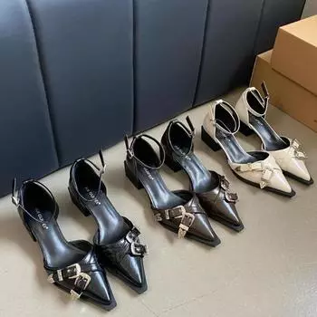 Весенние туфли на прозрачных каблуках женские сандалии эспадрильи платформа средняя женские для девочек бежевый модный с высоким заостренным носком ретро средний закрытый 35