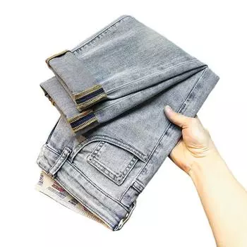 Spring Simple and Versatile Stretch Jeans Light Blue Men 28