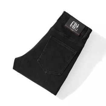 Spring Slim Straight Jeans Men s Trousers Men s Handsome Casual Elastic Trousers 28 чёрный