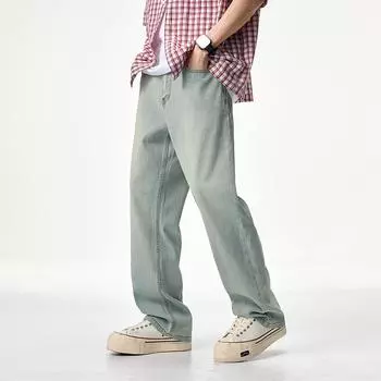 Spring Straight-fitting Style Summer and Spring Drooping Ice-sensing Jeans 28