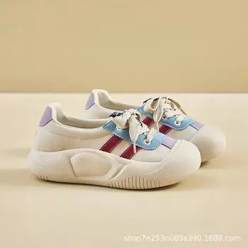 Spring/Summer 2024 Women s Single Shoes Korean Version INS Small White Shoes Flatcake Thick-soled Casual Breathable Board Shoes 36