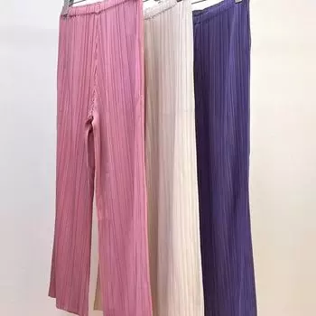 Spring, Summer, Autumn Loose-Fitting Pleated High Waist Cropped Wide-Leg Pants Pink 2 pieces