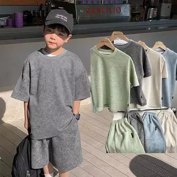 Spring Summer Boys Clothing Set Loose Shirts+shorts 2pcs/set Sport Suits for Kids Teenager Tracksuits Casual Outfits Clothes 170