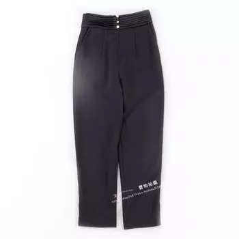 Spring/Summer European and American Fashionable Figure Flattering Black Casual Pants Black S