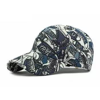 Spring Summer Graffiti Hat Women s Outdoor Sunscreen Cap Printed Baseball Cap for Men темно-синий