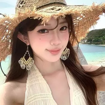 Spring Summer Holiday Style Retro Shell Tassel Earrings Women Light Luxury Niche High-Grade Ear Studs Elegant Earrings A pair of ear hooks