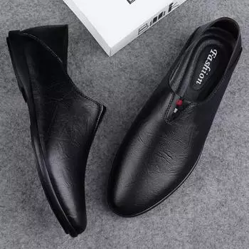 Весна Лето Мужская повседневная обувь Натуральная кожа Мужские лоферы Мокасины без застежек Туфли для вождения на мягкой подошве Классические деловые туфли 38 чёрный
