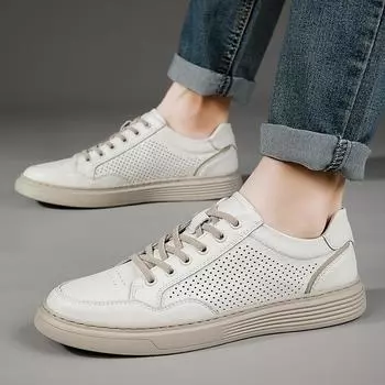 Spring Summer Mens Shoes Breathable Hollow Out Lightweight White Casual Shoes Slip-On Driving Walk Sneakers Skateboarding Shoes 37 чёрный