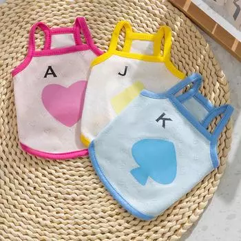 Spring/Summer Mesh Breathable Dog Clothes Cute Print Straps Small Dog Teddy Bear Vest Pet Clothing Puppy Clothes S