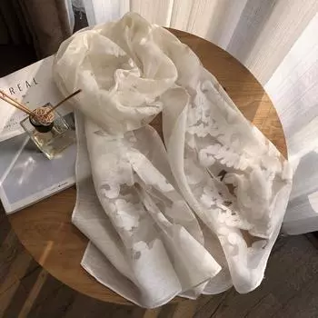 Весна/лето Новый Имитация Шелка Пятнистая Окраска Срезанный Цветок Тонкий Шарф Солнцезащитная Шаль 180cmx70cm