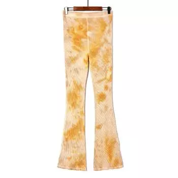 Spring-Summer New Type Women s Clothing High Waist Slim Looking Micro-Pull Knitting Pants Minimalist Easiest for Match Fashion Casual Pants Fashion Yellow M