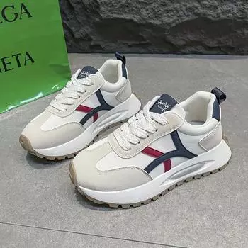 Spring Summer New Women s Running Shoes Web Red Breathable Sports Shoes Casual Color Block Thick Bottom Single 36