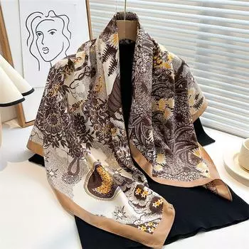 Весна Лето мягкие шарфы хиджаб женский квадратный шелковый шарф женский 90X90 см шелковый шарф фуляр лента для мамы повязка на голову повязка на голову 90X90cm