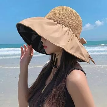 Spring Summer Sun Protection Hat Outdoor Bow Bucket Hat Trendy Wide Brim Sun Hat for Women жёлтый