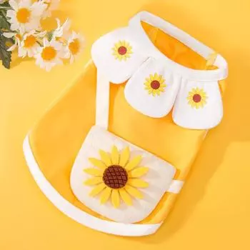 Spring Summer Teddy Bigbear Petal Collar Braided Strap Satchel Small and Medium Dog Vest Cat Puppy Dog Pet Clothes XL (recommended weight 11-7.5 kg)