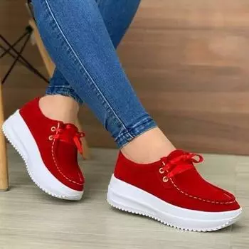 Spring Summer Wedges Sneakers Thick Bottom Women Shoes Fashion Cross Straps Non-slip Casual Korean 2024 Women s Vulcanized Shoes 35 красный