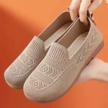 Spring Summer Women s Shoes Mesh Breathable Falts Mom Comfortable Soft Sole Lightweight Casual Slip on Shoes Women Loafers 36 чёрный