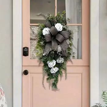 Spring Sunflower Swag Door Hanging Wreath Artificial Sunflower Wreath Summer Teardrop Wreath Fake Sunflower Simulation Hanging Wreath Spring Decor Style 1