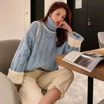 spring sweaters women,loose solid Knitted Sweater, Long Sleeve, Women s Bottoming Pullover, Turtleneck Thin Tops, Casual Cloth, One Size