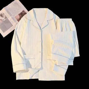 Spring Sweet Women s Pajamas Long Sleeve Lapel Neck 2 Piece Set Pajamas Solid Simple Casual Women s Sleepwear M розовый