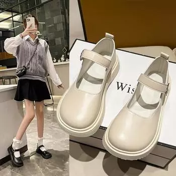 Spring Thick Heels Platform Women Sweet Lovely Ankle Strap Shoes Woman Patent Leather High Heels 35 чёрный