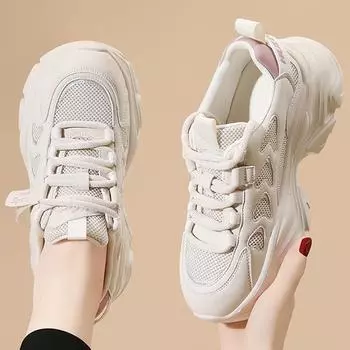 Весенняя толстая подошва, увеличивающая рост, женская повседневная обувь для папы, модная универсальная женская обувь, массивные кроссовки, повседневная вулканизированная обувь 35 синий