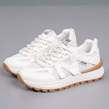 Spring thick-soled versatile dad shoes mesh breathable casual shoes women s soft-soled student running sneakers 35