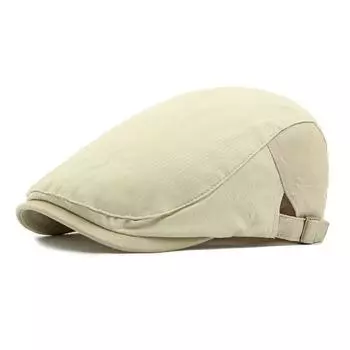 Spring Thin Breathable Cap Men s British Peaked Cap Retro Beret Stitching Forward Cap бежевый
