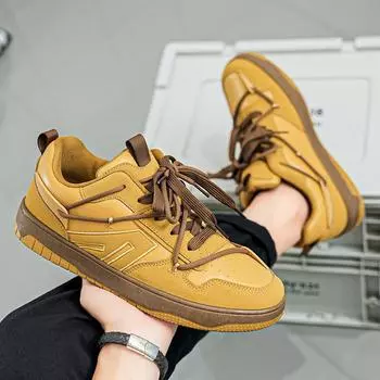 Spring tide fashion thick baseplate shoes men s outdoor lace-up low-top sports shoes student solid color niche shoes 39