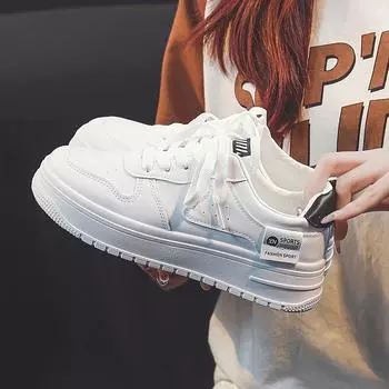 Spring University Style White Shoes Low Top Platform Shoes Children New Design Sense Students All-Match Sports Shoes 35