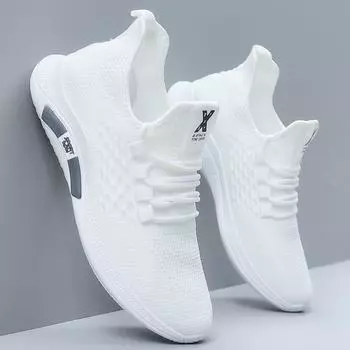 Spring White Casual Shoes Breathable Non-slip Walking Sneakers Men Shoes Outdoor 2025 Comfortable Fashion Lace Up Running Shoes 39 чёрный