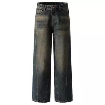 Spring Wide-leg Jeans Loose Draped American Casual Pants S синий