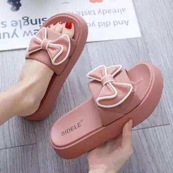 Spring Women s PVC Thick Sole Bow Beach Sandals Outdoor Slides Slippers for Women & Ladies Fashion Wholesale 36-40
