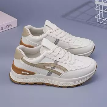 Spring women s shoes new breathable little white shoes children versatile Korean version thick-soled heightening sports shoes casual dad trendy shoes 35
