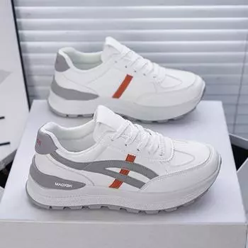 Spring women s shoes new breathable little white shoes children versatile Korean version thick-soled heightening sports shoes casual dad shoes women 35